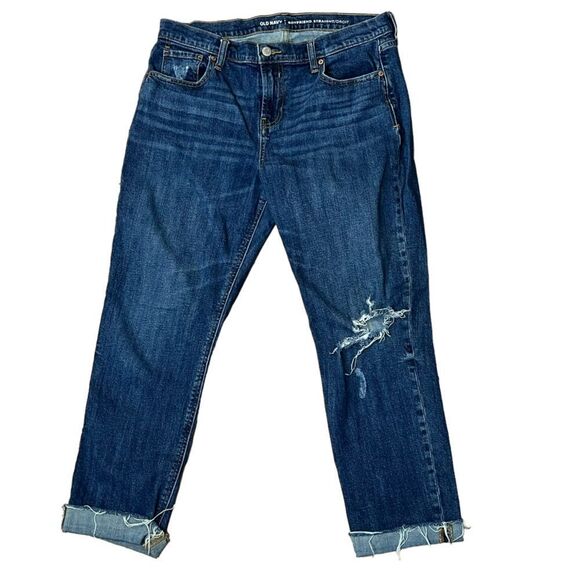 Old Navy Distressed Boyfriend Straight Jeans Sz 10 - Picture 1 of 8